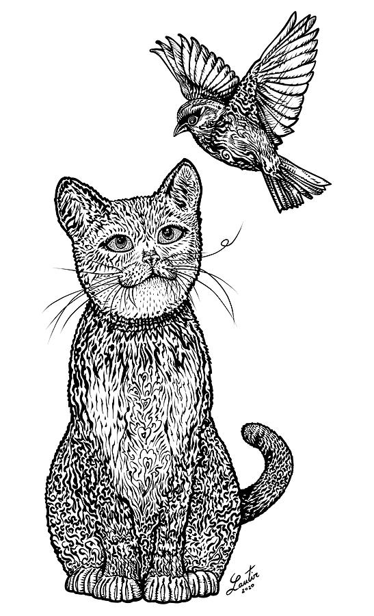 CAT and SPARROW Drawing by Fabrizio Cassetta