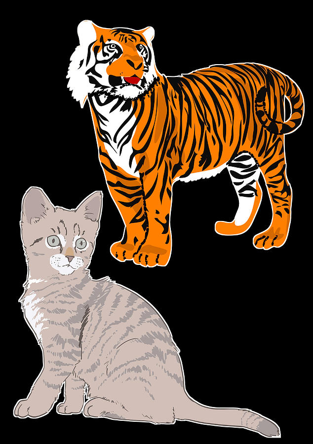 Cat And Tiger Poster girl Painting by Jake Danielle | Fine Art America