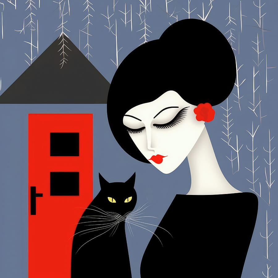Cat and Woman 02 Digital Art by Matthias Hauser