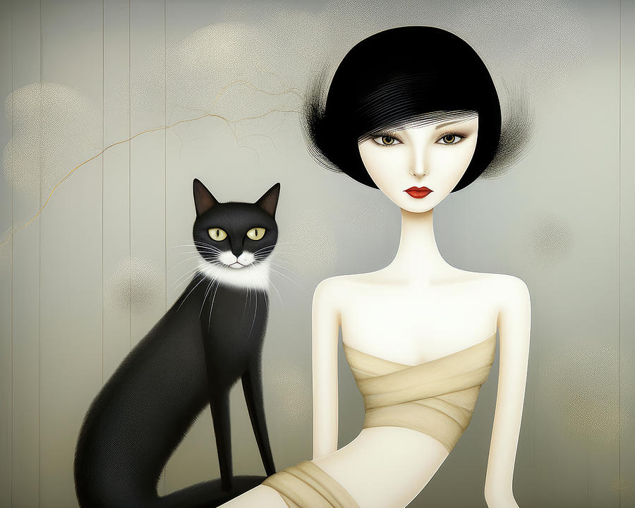 Cat and Woman 03 Digital Art by Matthias Hauser