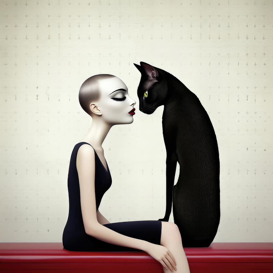 Cat and Woman 04 Digital Art by Matthias Hauser