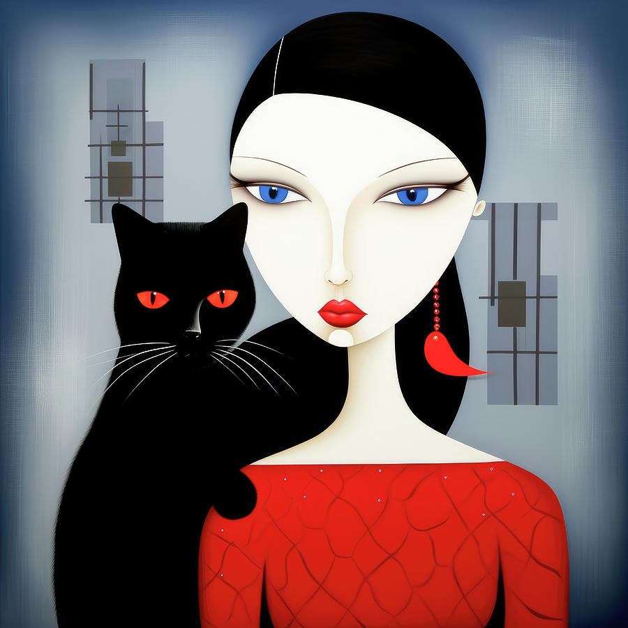 Cat and Woman 05 Digital Art by Matthias Hauser