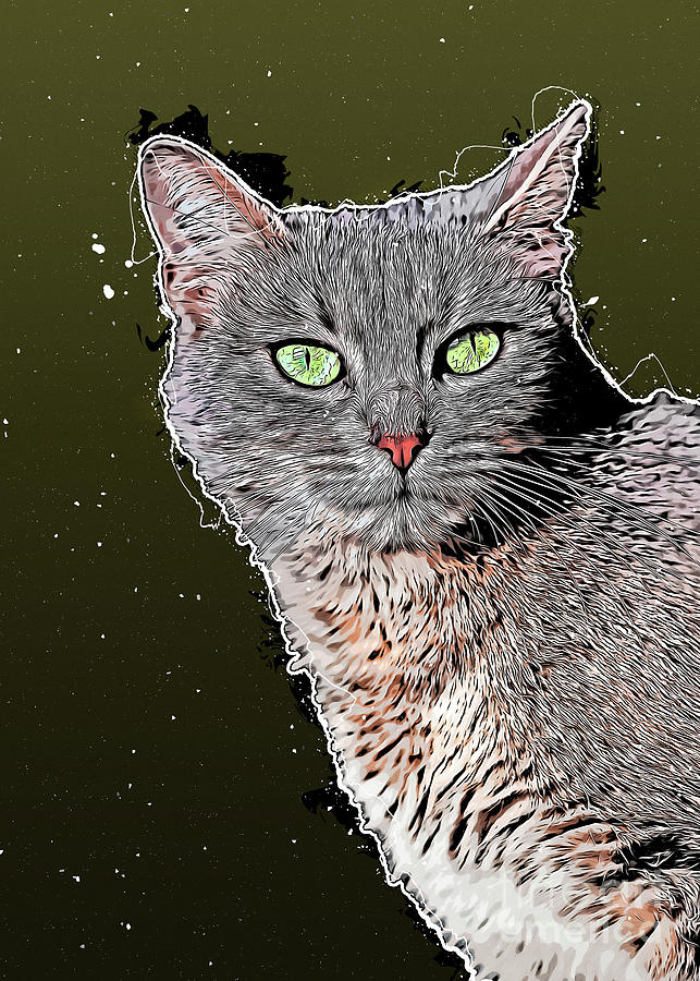 Cat Animals Art #cat Digital Art by Justyna Jaszke JBJart