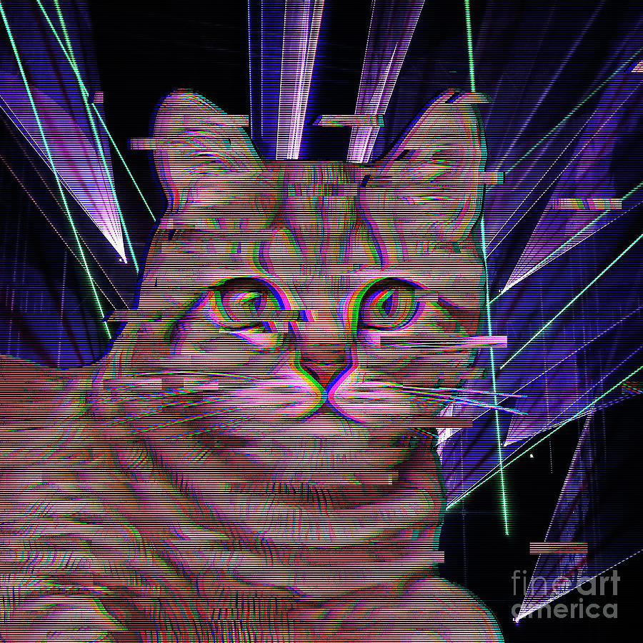 Cat Art Futurism Meow Future Nature Digital Art by Pincel Pencil - Fine ...