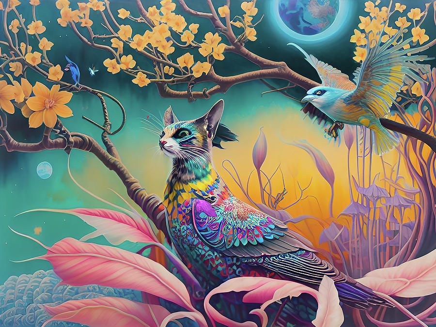 Cat Bird Seat Digital Art by Jim Pavelle
