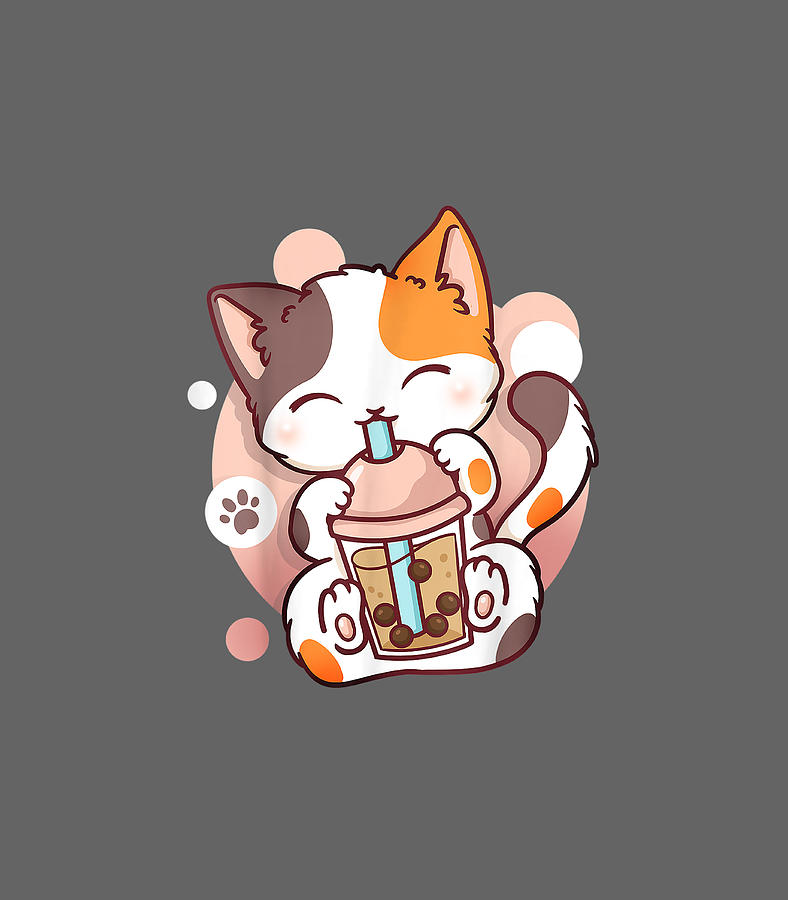 Boba Tea Bubble Cat Kawaii Neko Anime Cute Cat Boba - Cat Boba - Sticker