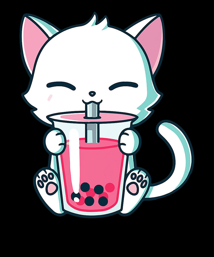 Cat Boba Tea Bubble Tea Anime Kawaii Neko Japanese Gift Girl T-Shirt ...