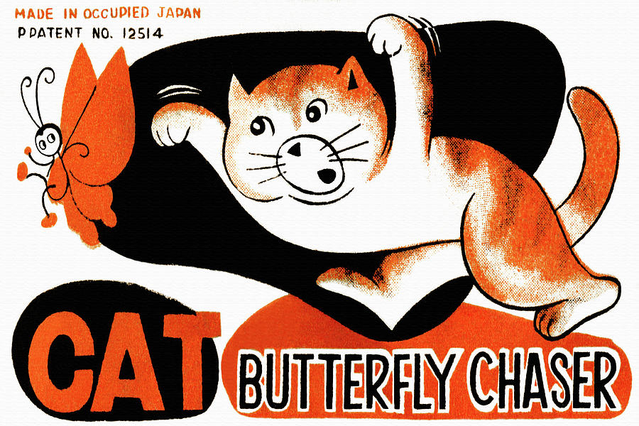 Vintage Drawing - Cat Butterfly Chaser by Vintage Toy Posters