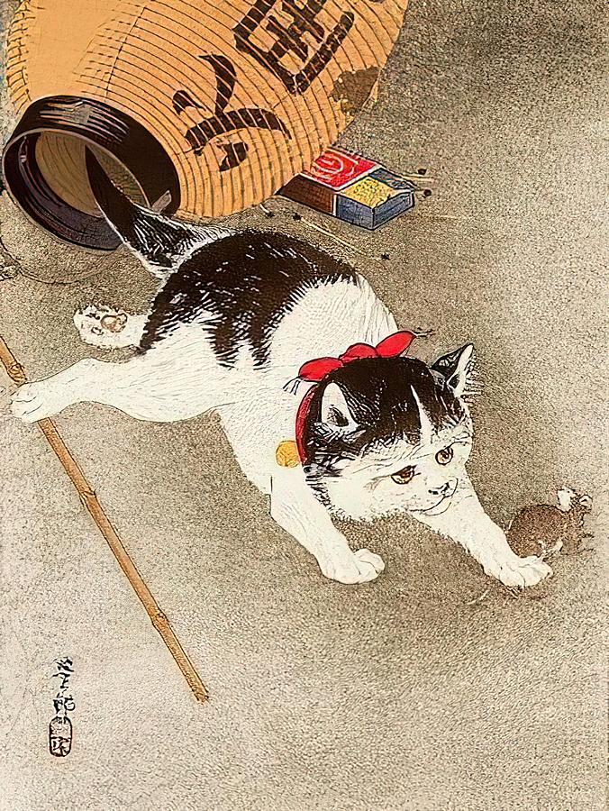 Cat Catching Mouse Drawing by DHBubble - Fine Art America