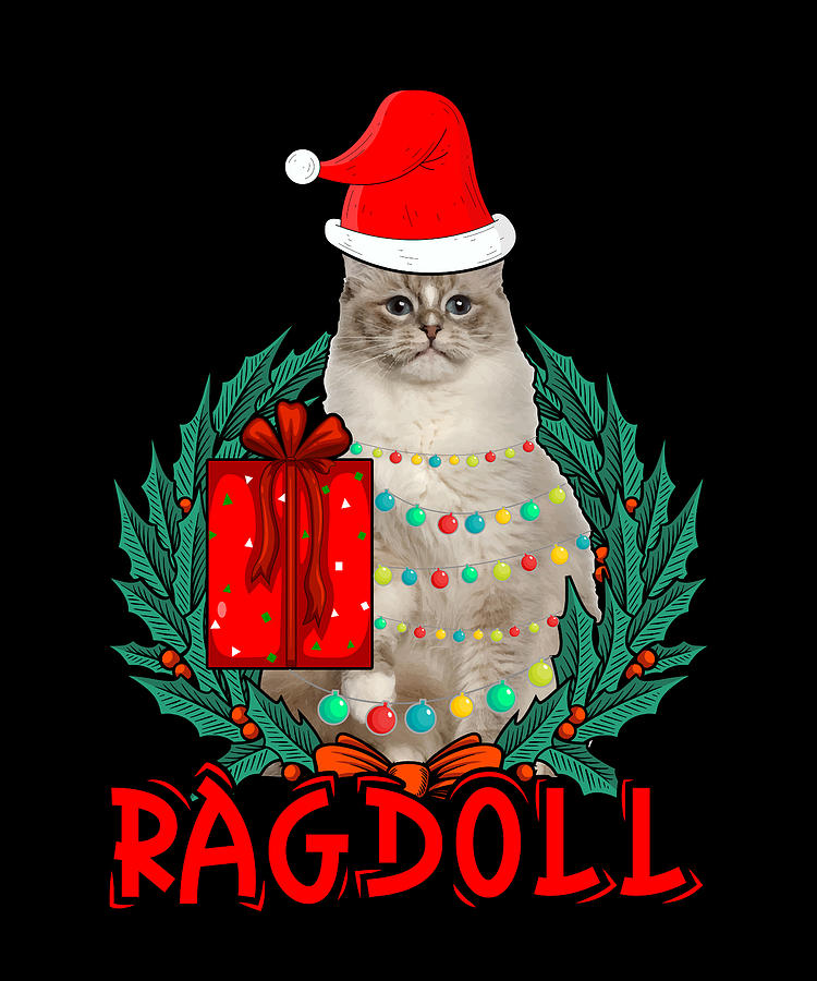 Cat Christmas Ragdoll Digital Art by JM Print Designs - Fine Art America