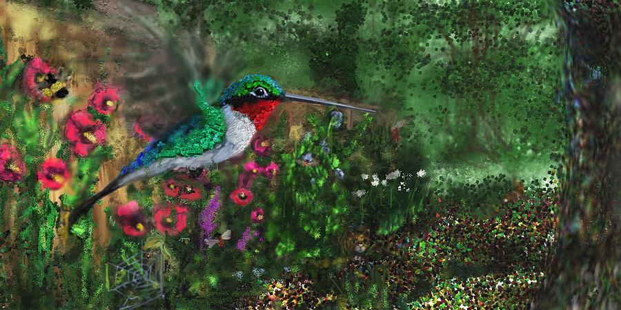 Cat City Hummingbird Digital Art by Robert Rearick