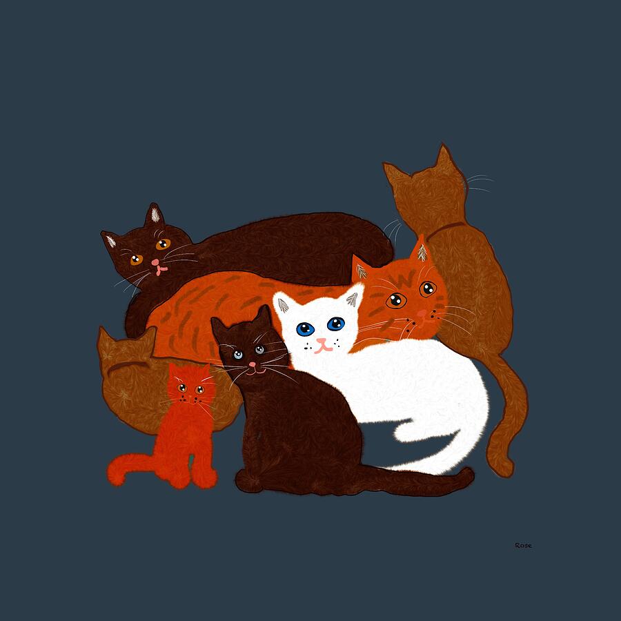 Cat collection  Digital Art by Elaine Hayward