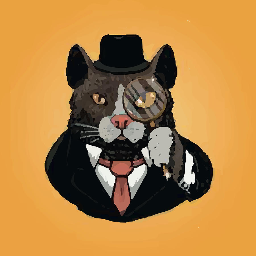 Cat Detective Illustration Perfect Poster 80s Painting by Mary Ian - Pixels