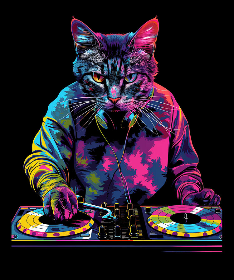 Music Digital Art - Cat DJ Purring Playlists by Rush