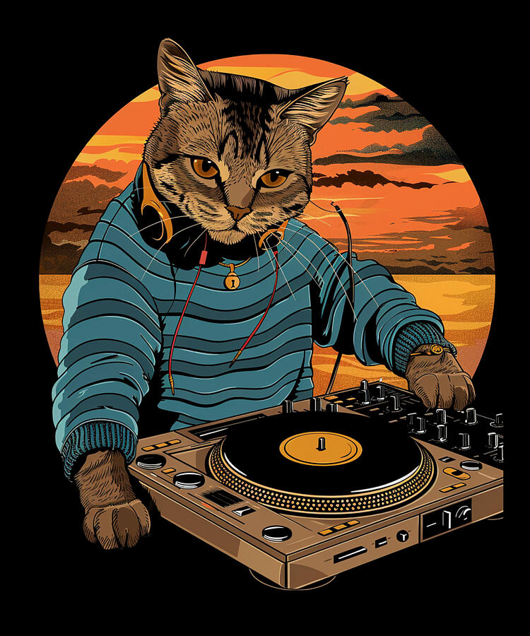 Music Digital Art - Cat DJ Tee Collection by Rush