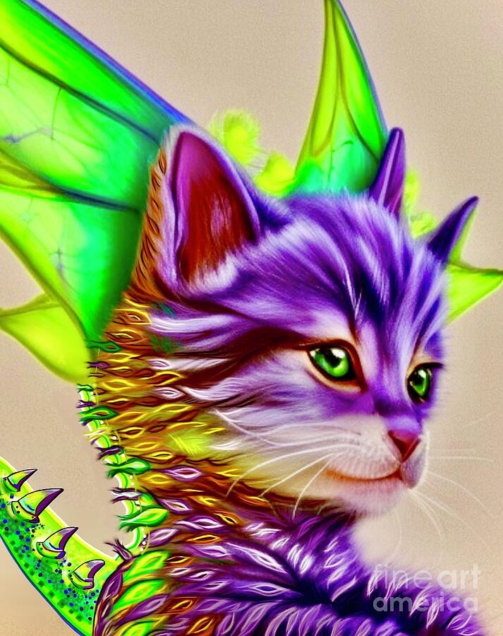 Cat-Dragon No. 1, Mirage Digital Art by Amanda Poe - Pixels