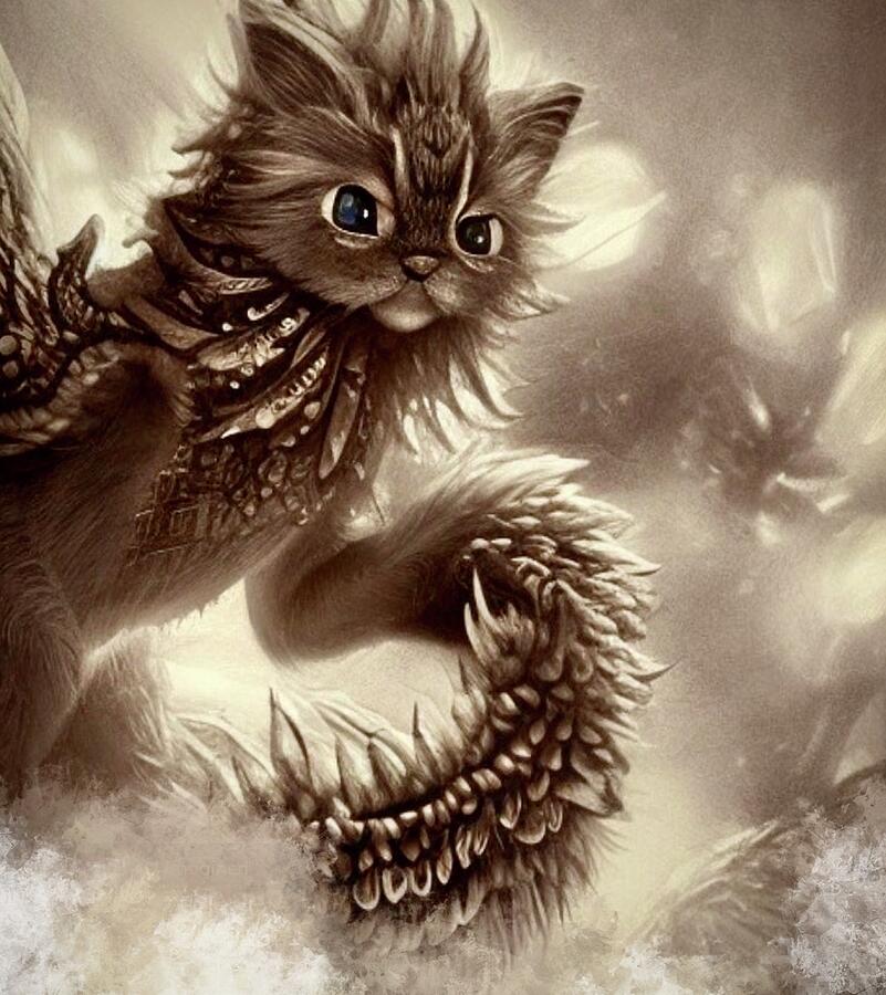 Cat-dragon No 2, Debris Digital Art
