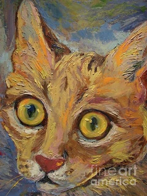 Animal Painting - Cat eyes by Karen Mayer Johnston