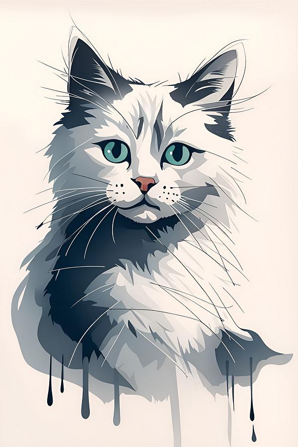 Cat Face Drawing Digital Art