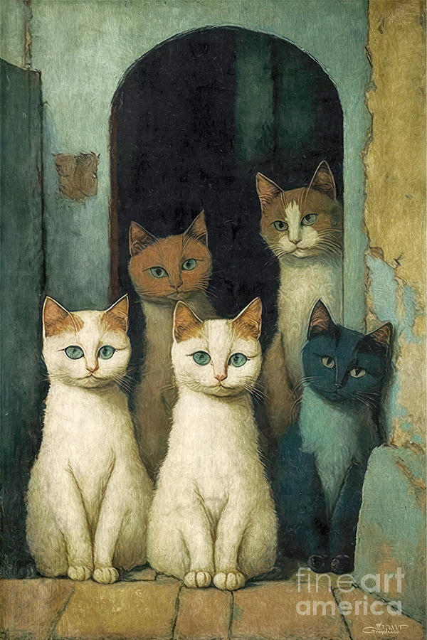 Cat Family Digital Art by Jutta Maria Pusl
