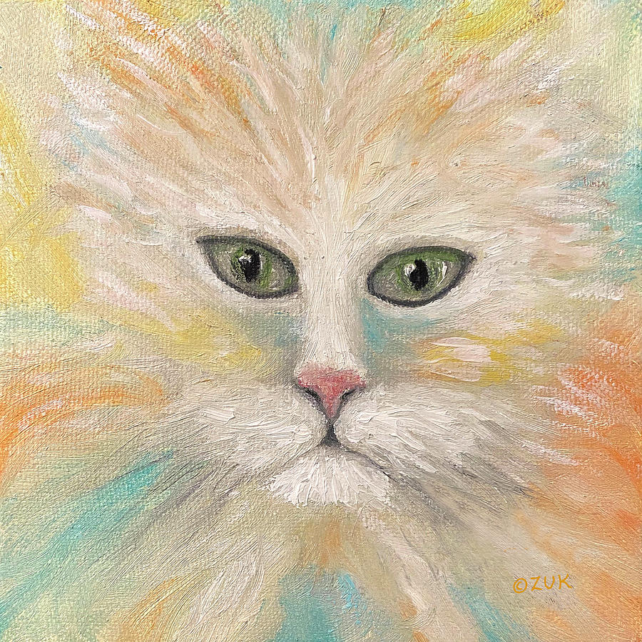 Cat Fantasy Painting by Karen Zuk Rosenblatt