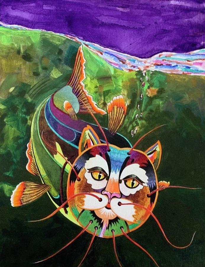 Cat Fish Painting by Bob Coonts