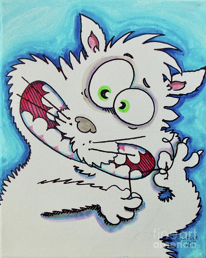 Cat flossing Painting by Steve Gill Fine Art America