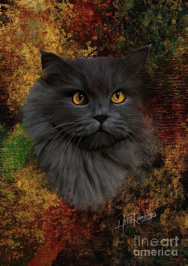 The Cat Fluffy Painting by Horst Rosenberger