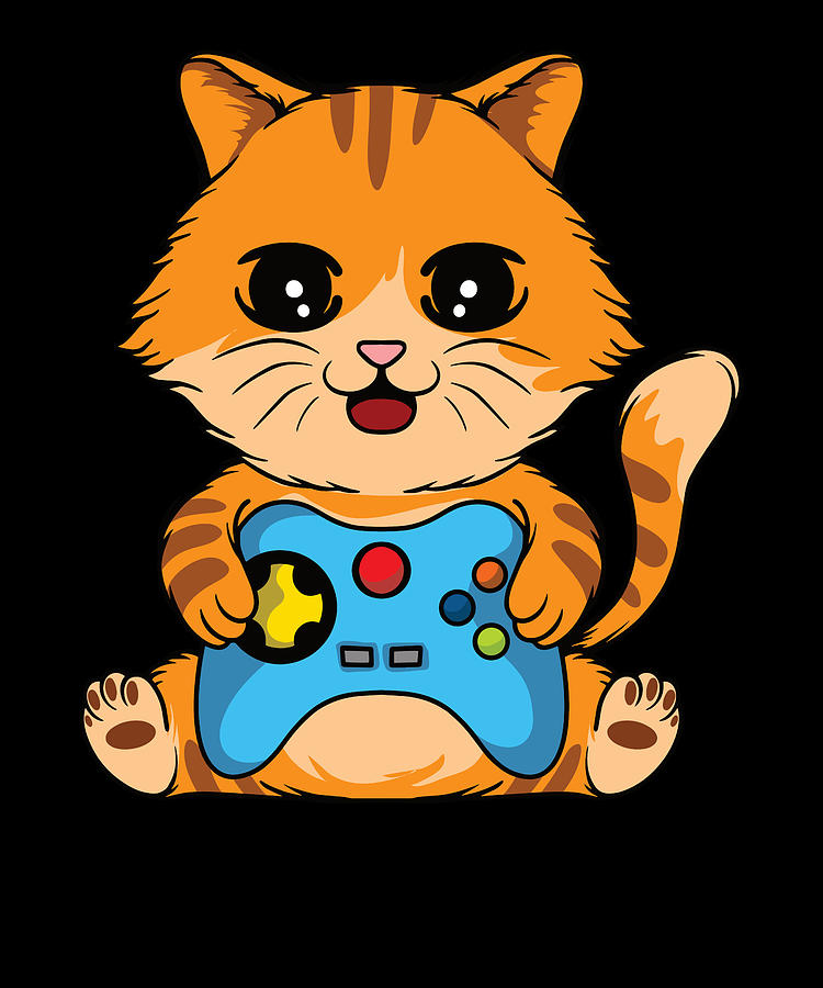 Cat Game Econtroller Digital Art by Schnizzl Designs | Pixels