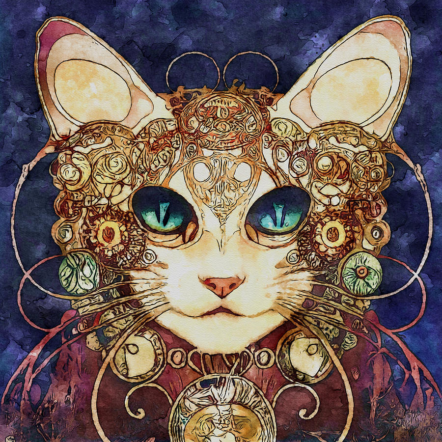 Cat Goddess 1 Mixed Media by Ann Leech