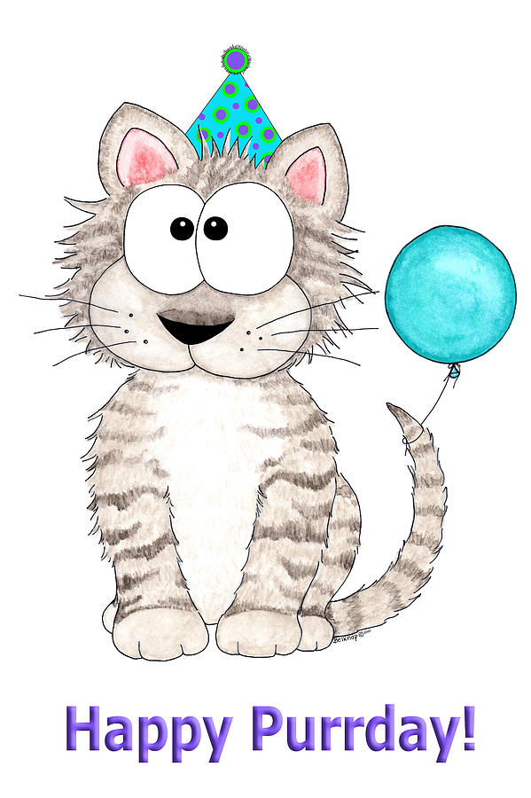 Cat Happy Birthday Painting By Barbara Belknap