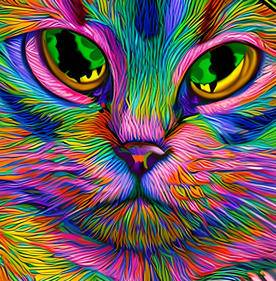 Cat Head Artwork Digital Art by Ervina Anandhita - Fine Art America