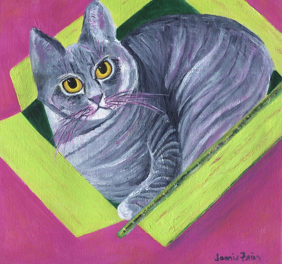 Cat in a Box Painting by Jamie Frier