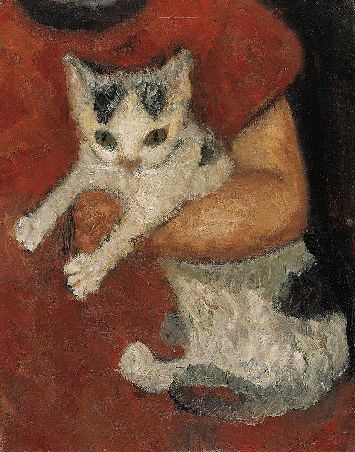 Paula Modersohn Becker Painting - Cat in a child arm  by Paula Modersohn Becker