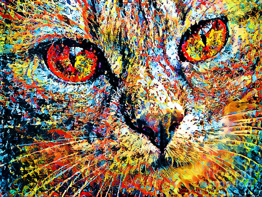 Cat in a Jackson Pollock Vibrant Abstract Expressionist World 20210305 Photograph by Wingsdomain Art and Photography