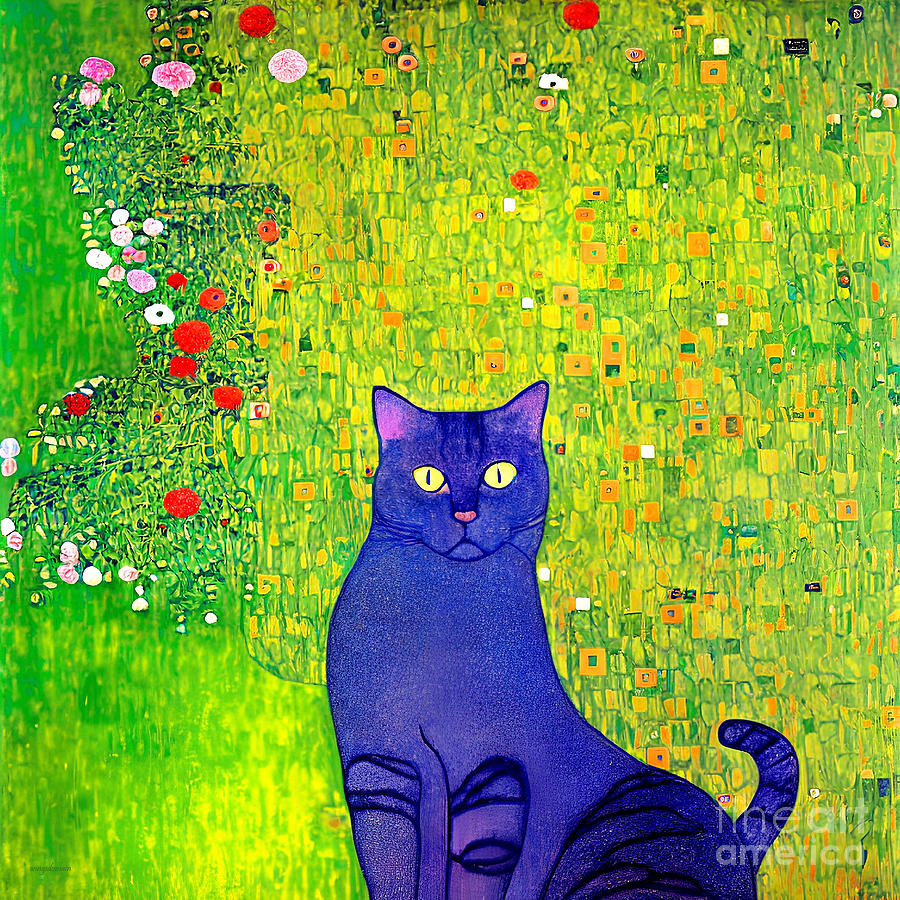 Cat In A Klimt Garden 20230322a Mixed Media by Wingsdomain Art and ...