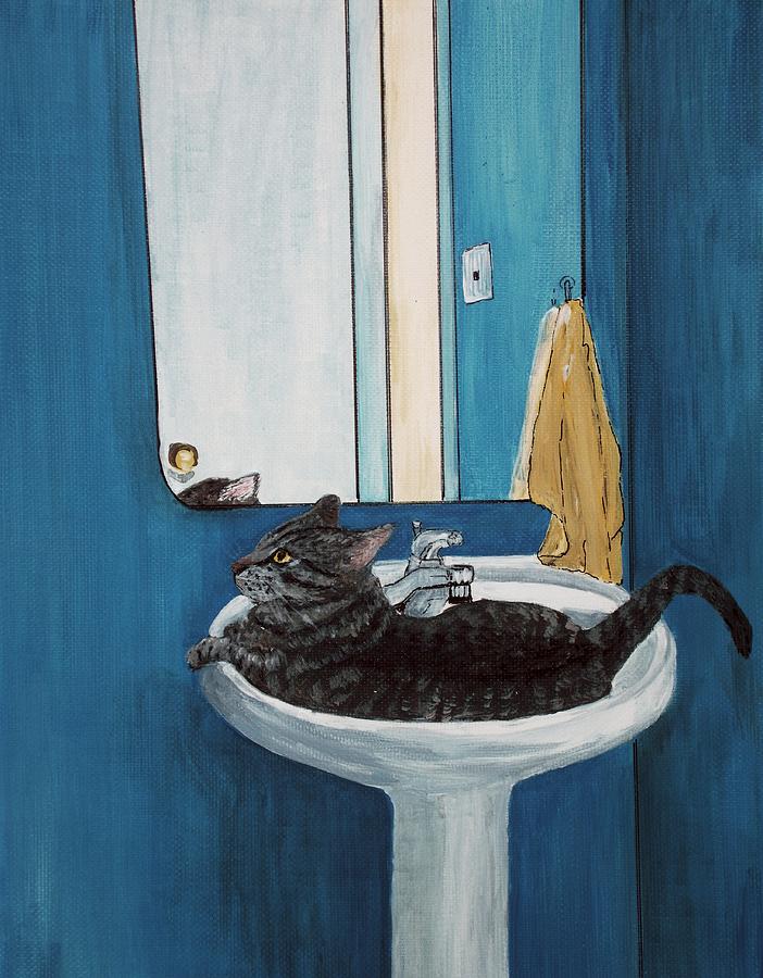 Cat in a Sink Painting by Anastasiya Malakhova