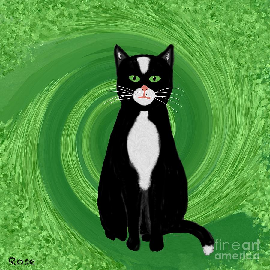 Cat in a spin Digital Art by Elaine Hayward