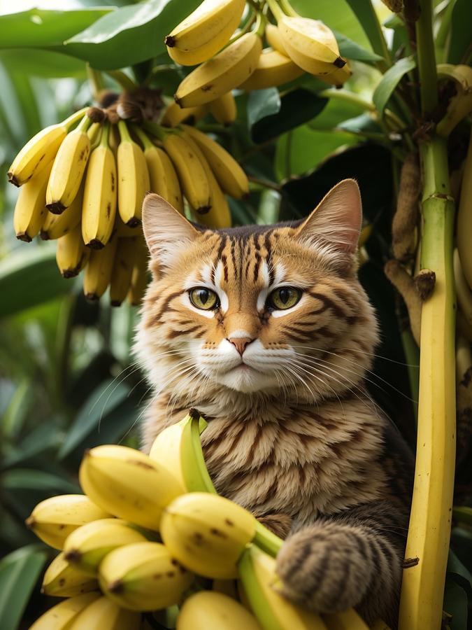 Cat in Banana Tree Photograph by Mary Lee Dereske