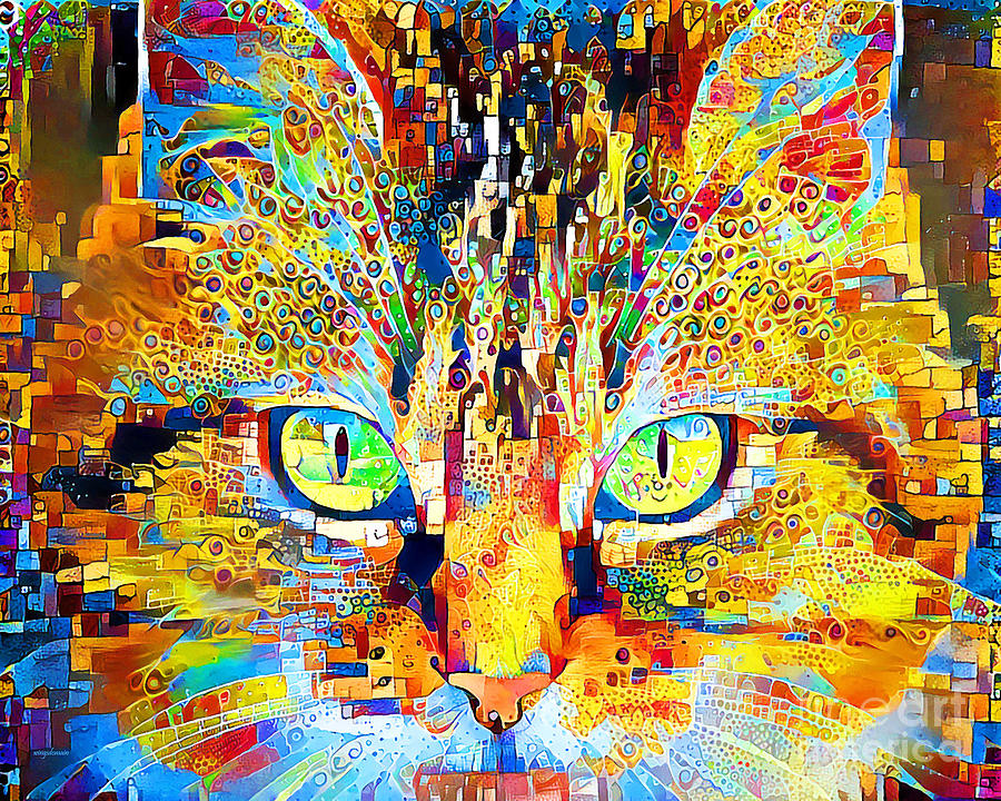 Cat in Contemporary Vibrant Happy Color Motif 20200502 Photograph by Wingsdomain Art and Photography