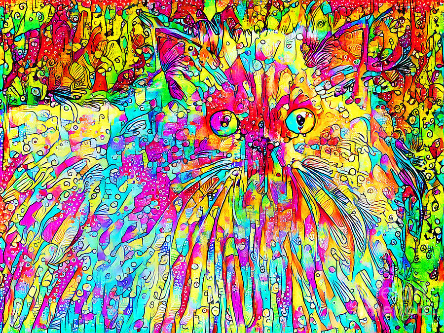 Cat in Contemporary Vibrant Happy Color Motif 20200511 Photograph by Wingsdomain Art and Photography