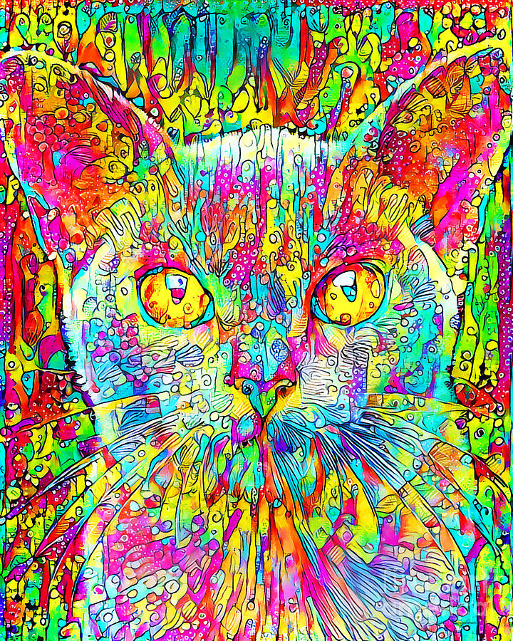 Cat in Contemporary Vibrant Happy Color Motif 20200511v2 Photograph by Wingsdomain Art and Photography