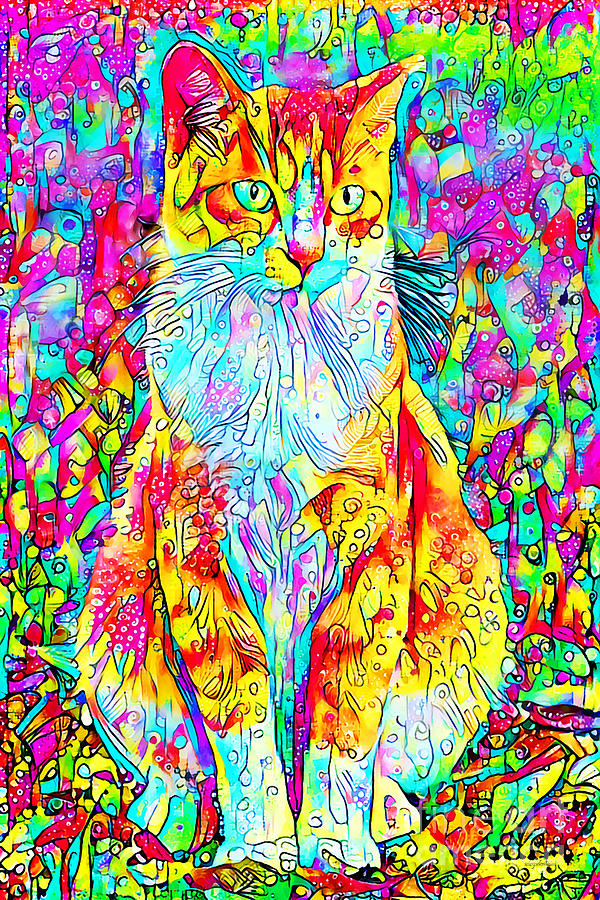 Cat in Contemporary Vibrant Happy Color Motif 20200512 Photograph by Wingsdomain Art and Photography