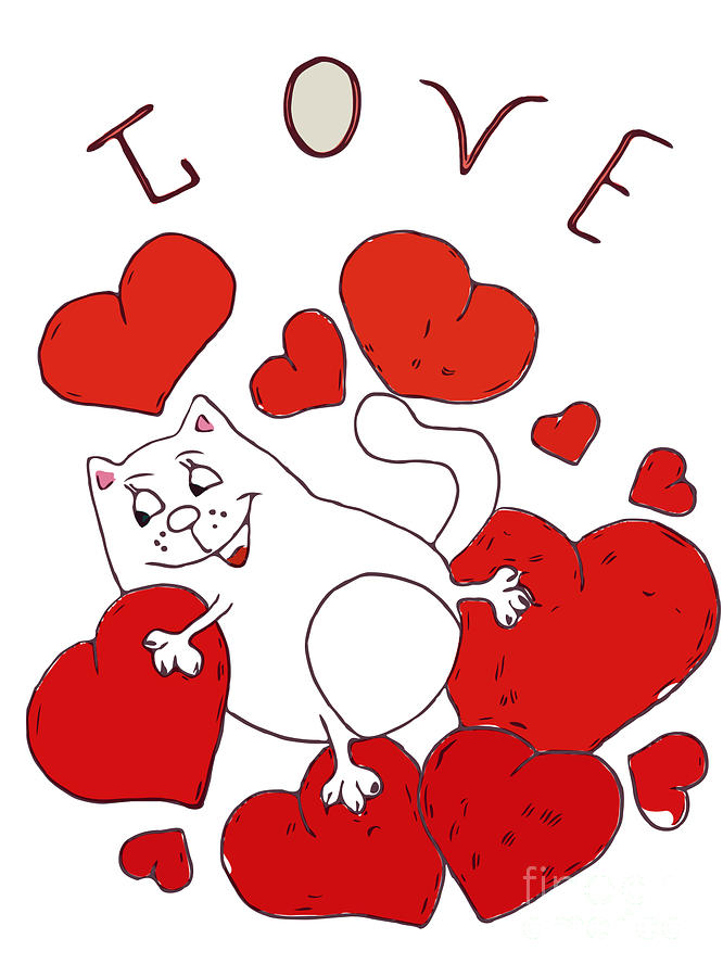 Cat In Love Drawing by Irina Pokhiton Fine Art America