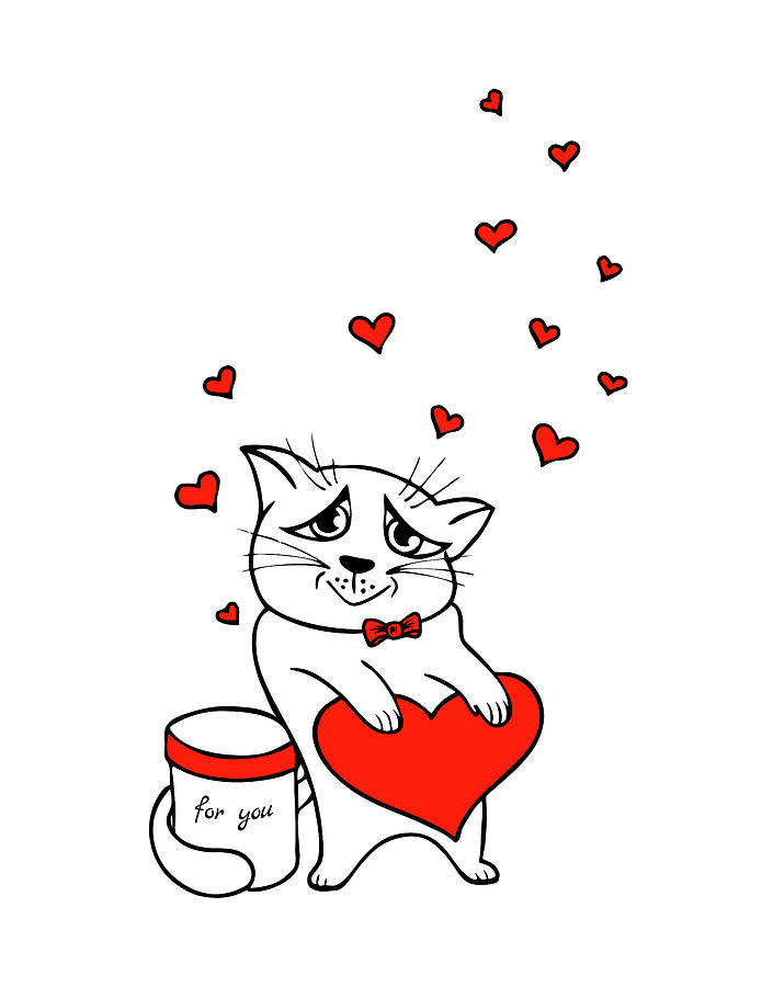 Cat in love Drawing by Iryna Krotova Fine Art America