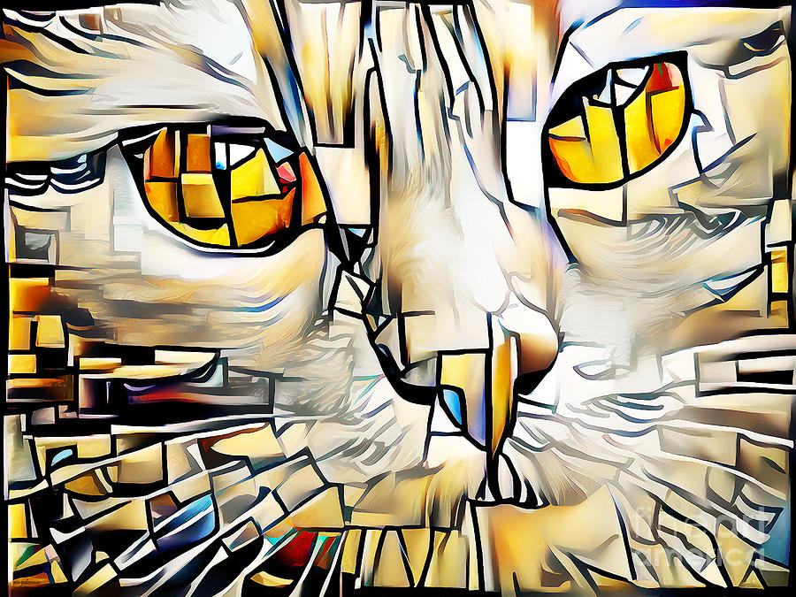 Cat in Modern In Vibrant Contemporary Cubism Colors 20210510 Photograph by Wingsdomain Art and Photography