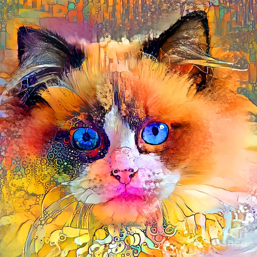 Cat in Vibrant Colors 20210305 v2 square Photograph by Wingsdomain Art and Photography