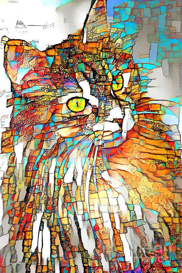 Cat in Vibrant Playful Whimsical Colors 20200523 Photograph by Wingsdomain Art and Photography
