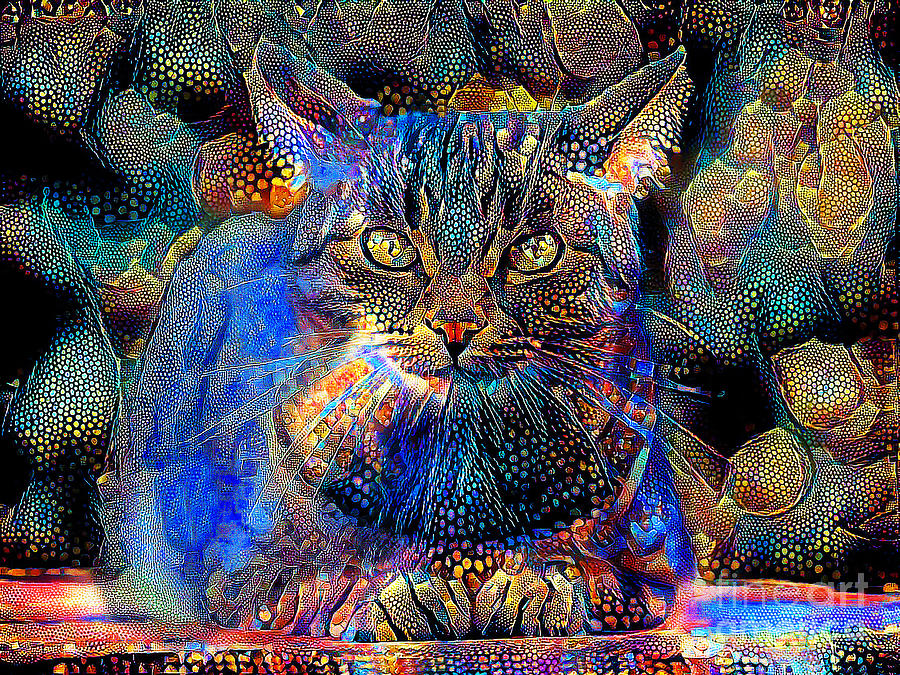 Cat In Vibrant Surreal Abstract 001002 20200420 v2 Photograph by Wingsdomain Art and Photography