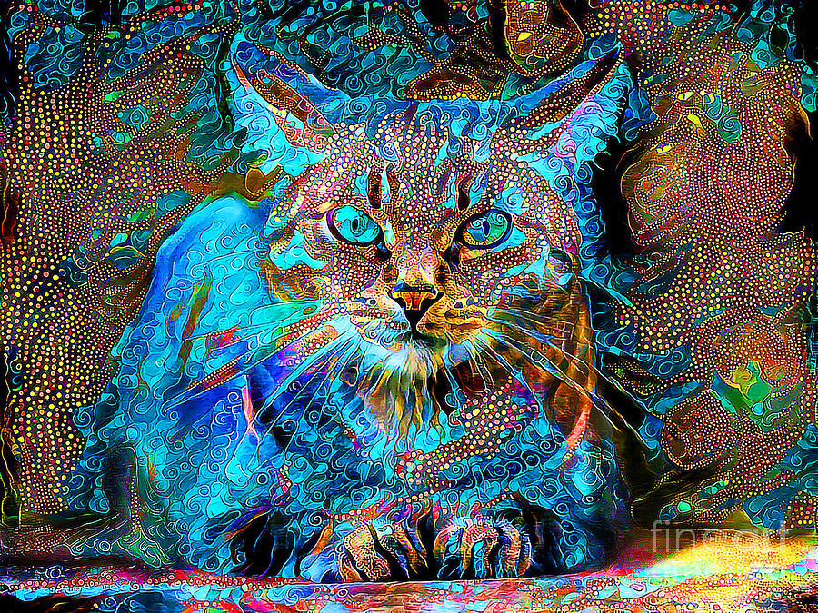 Cat In Vibrant Surreal Abstract 001004 20200420 Photograph by Wingsdomain Art and Photography